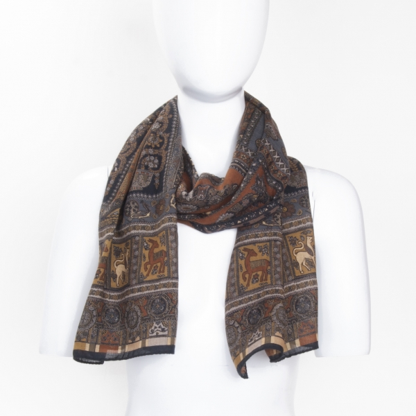 Elephant Scarf, Silk and Wool, 150 x 40 cm